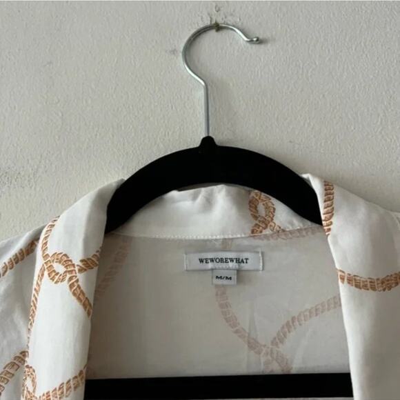 WeWoreWhat White Rope Chain Print Tie Front Crop Top & Wrap Skirt Set - Picture 3 of 8